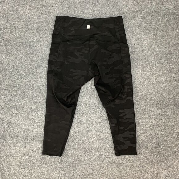 Nicole Millar Sport Leggings Womens Plus 2X Black Camo Stash Pockets Cropped - Picture 3 of 10